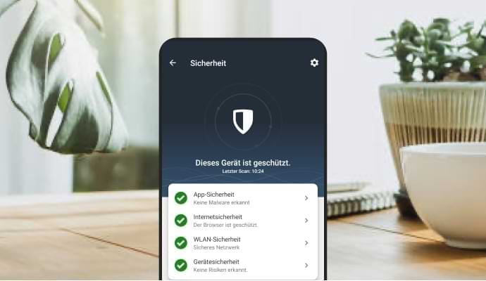 Mobiltelefon mit der Norton Mobile Security-App